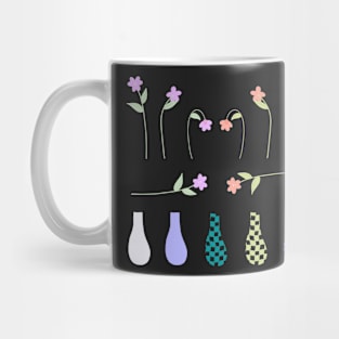 Build Your Own Checkered Vase with Pink and Purple Flowers Mug